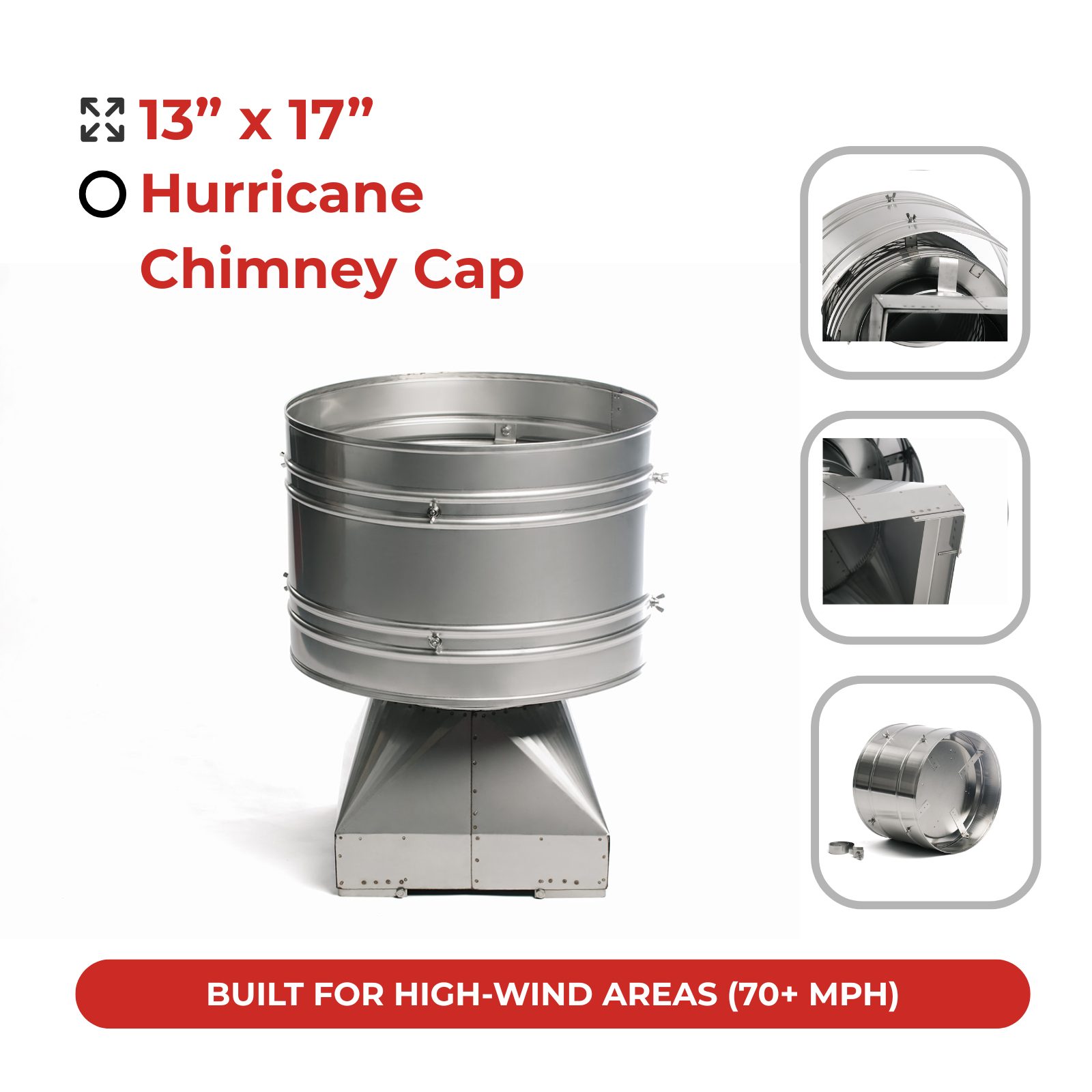 13” x 17” Hurricane-Chimney-Cap-Wind-Resistant