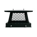 Black 15x15 chimney cap made of durable steel, protecting chimney from rain, snow, debris, and animals