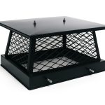 Black 18x18 chimney cap made of heavy-duty steel, offering protection against rain, snow, debris, and animals