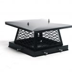 Front view of Chimcare black chimney caps highlighting clean lines, protective mesh, and durable finish