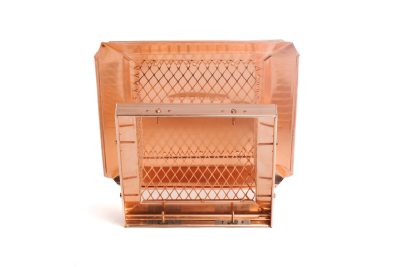 High-quality copper chimney cap with mesh spark guard and rain shield. Adds elegance, prevents downdrafts, and improves fireplace airflow.