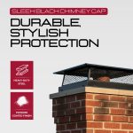 Black chimney cap installed on a red brick chimney, highlighting its strong steel build and elegant weatherproof finish.