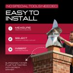 Chimcare wind directional chimney cap on rooftop with installation instructions.