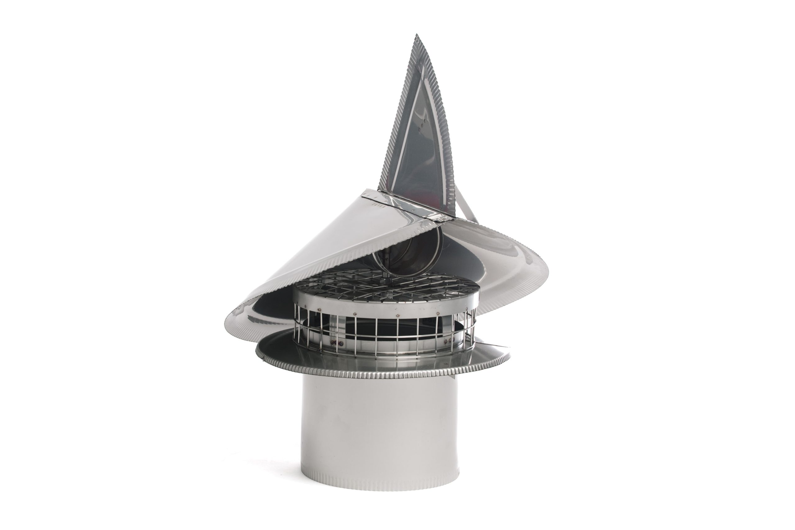 Premium wind directional non-air-cooled chimney cap designed to rotate with airflow, preventing downdrafts and improving fireplace efficiency.