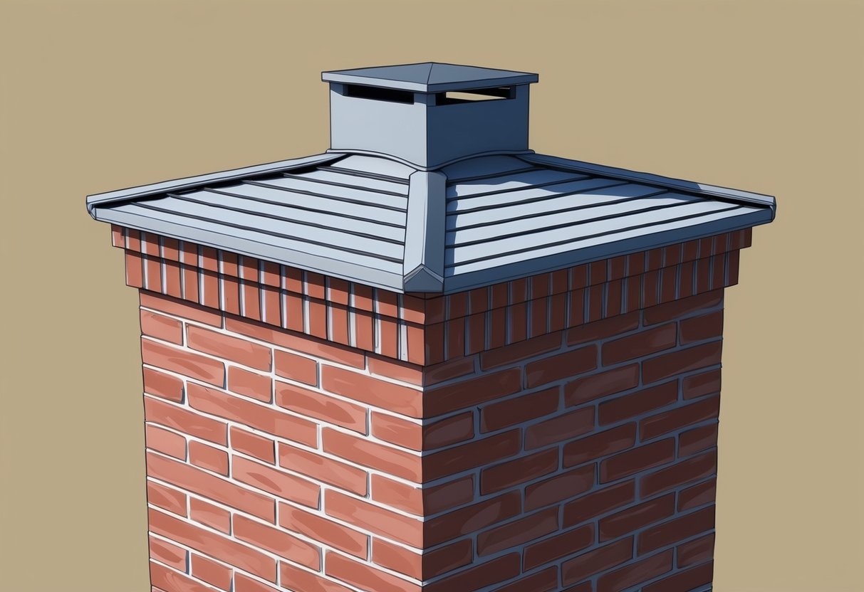 A brick chimney with a fitted chimney cap on top