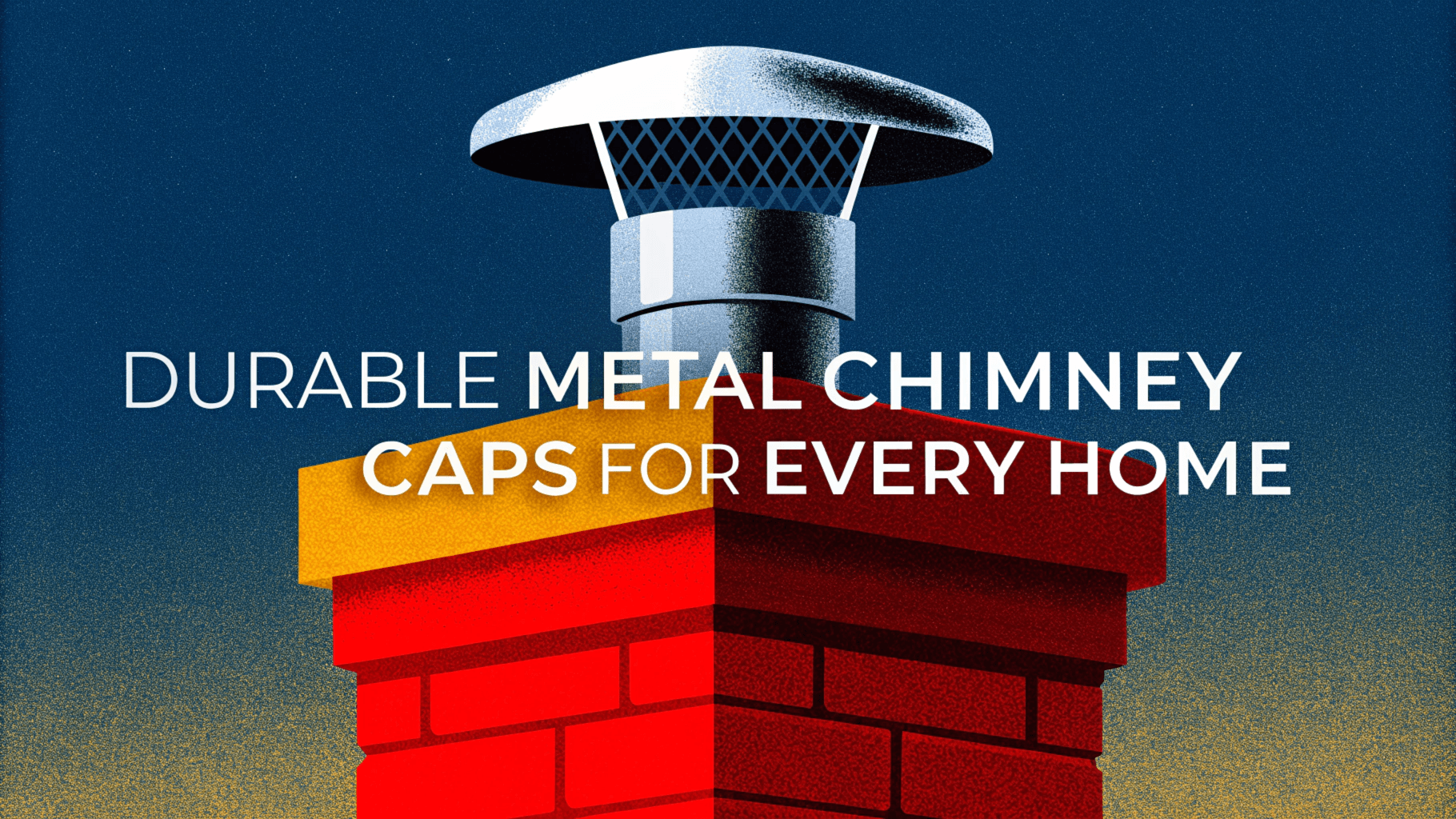 llustration showing a metal chimney cap preventing downdrafts and debris, with air circulation diagram.