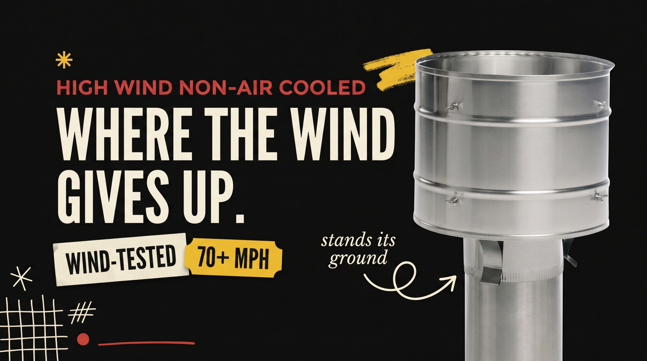 Chimcare High Wind Non-Air Cooled Chimney Cap - Wind Tested 70+ MPH - Where the Wind Gives Up