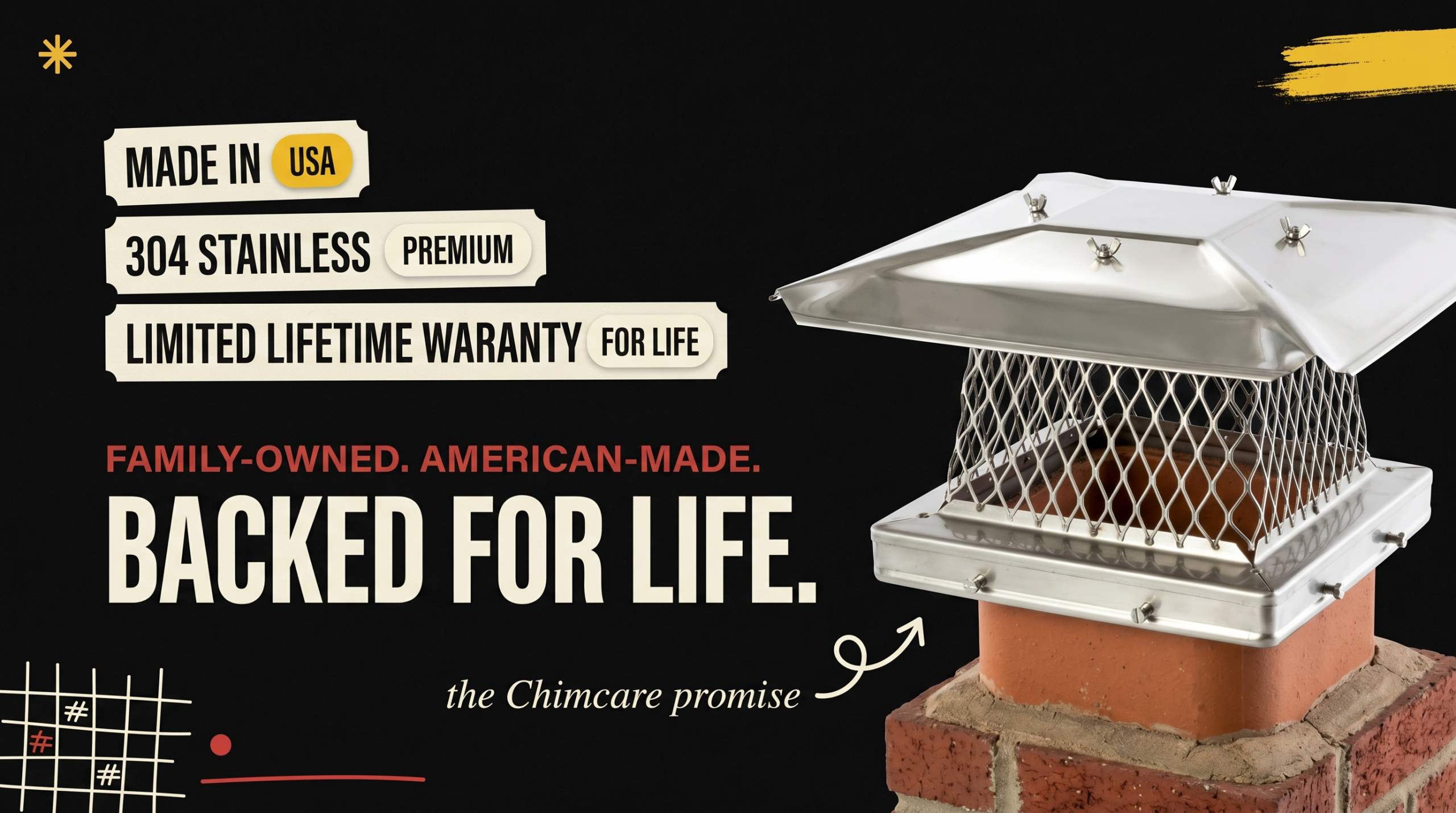 Chimcare - Made in USA, 304 Stainless Premium, Made to Last - Family-Owned American-Made Backed for Life