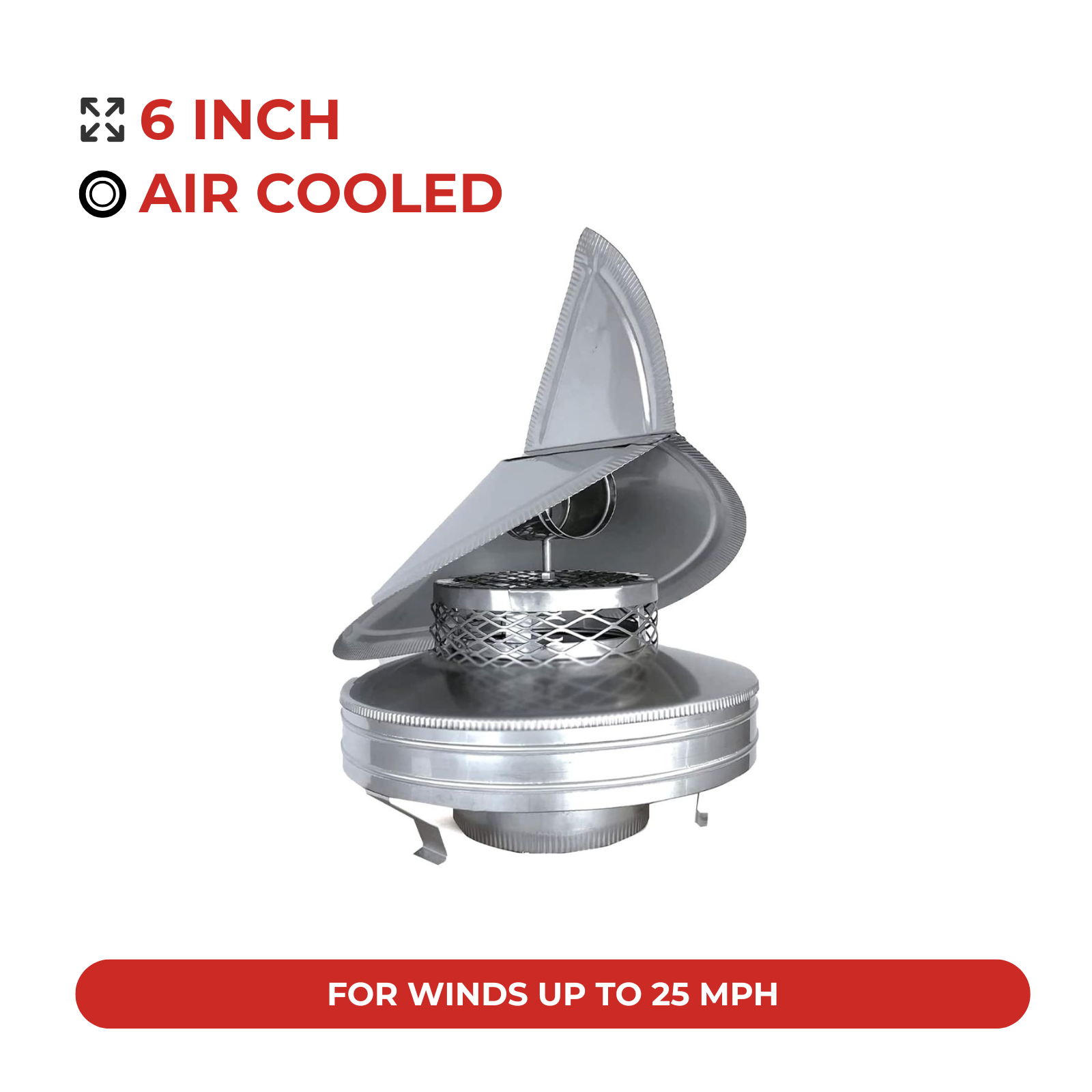6 inch wind directional chimney cap - rotating hood design